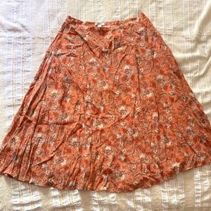 NWOT Garnet Hill boho silk floral midi skirt, size 12